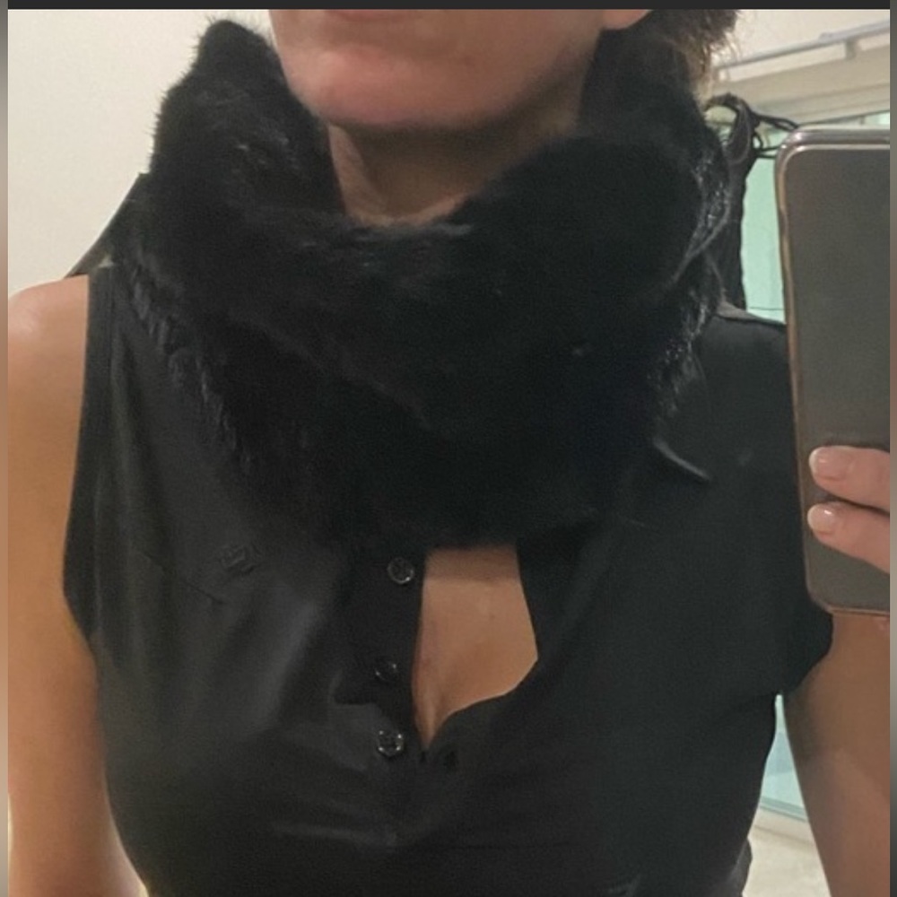 Adrienne Landau black mink collar